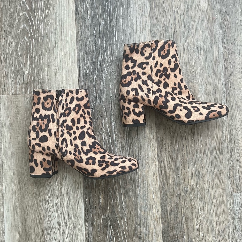 Time + Tru Leopard Print Ankle Boots
